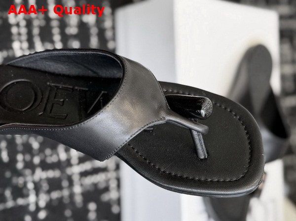 Loewe Toggle Flat Sandal in Black Shiny Smooth Calfskin Replica