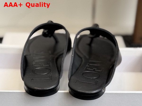 Loewe Toggle Flat Sandal in Black Shiny Smooth Calfskin Replica