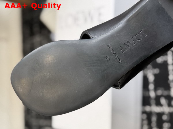 Loewe Toggle Flat Sandal in Black Shiny Smooth Calfskin Replica