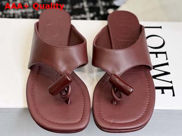 Loewe Toggle Flat Sandal in Burnt Red Shiny Smooth Calfskin Replica