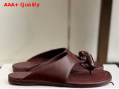 Loewe Toggle Flat Sandal in Burnt Red Shiny Smooth Calfskin Replica
