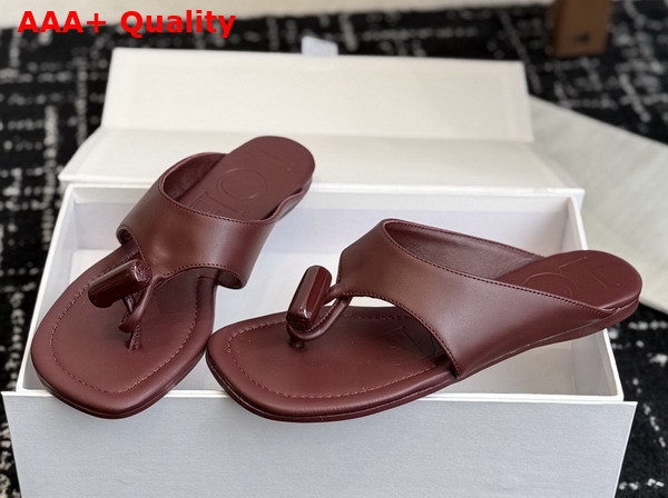 Loewe Toggle Flat Sandal in Burnt Red Shiny Smooth Calfskin Replica