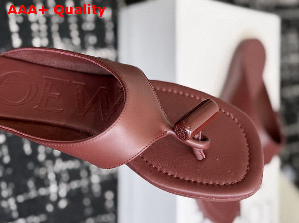Loewe Toggle Flat Sandal in Burnt Red Shiny Smooth Calfskin Replica