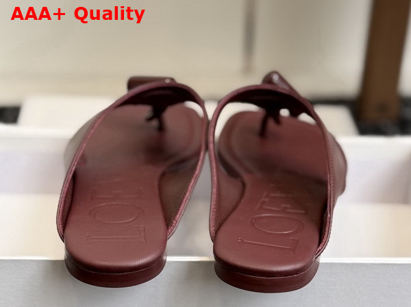 Loewe Toggle Flat Sandal in Burnt Red Shiny Smooth Calfskin Replica