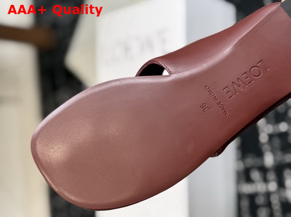 Loewe Toggle Flat Sandal in Burnt Red Shiny Smooth Calfskin Replica