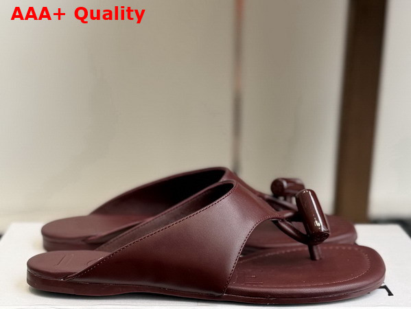 Loewe Toggle Flat Sandal in Burnt Red Shiny Smooth Calfskin Replica