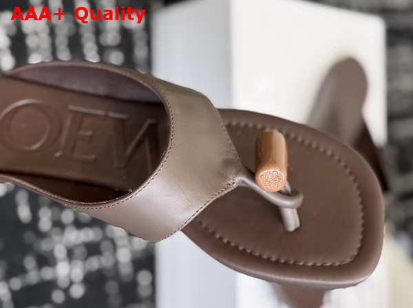 Loewe Toggle Flat Sandal in Dark Chestnut Shiny Smooth Calfskin Replica