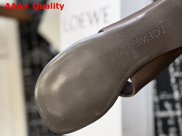 Loewe Toggle Flat Sandal in Dark Chestnut Shiny Smooth Calfskin Replica