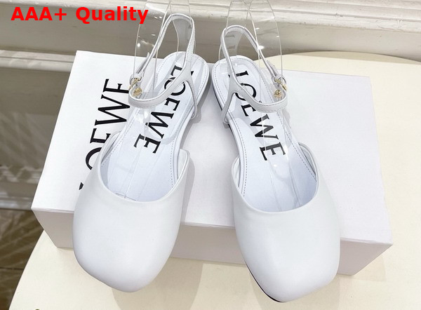 Loewe Toy Ankle Strap Ballerina in Anthurium White Lambskin Replica