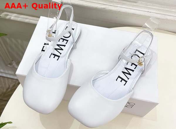 Loewe Toy Ankle Strap Ballerina in Anthurium White Lambskin Replica