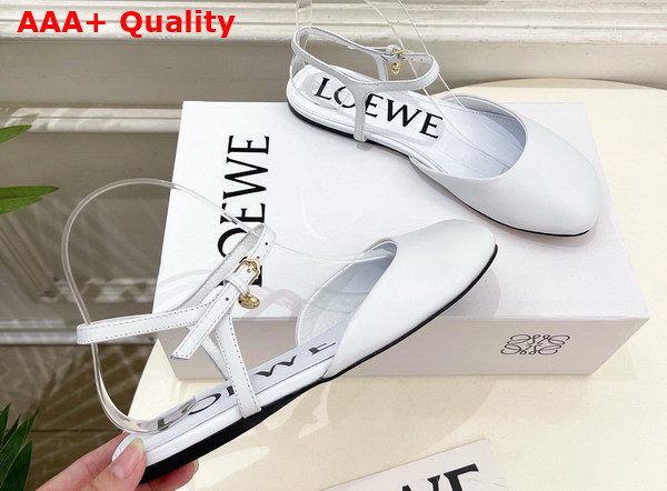 Loewe Toy Ankle Strap Ballerina in Anthurium White Lambskin Replica