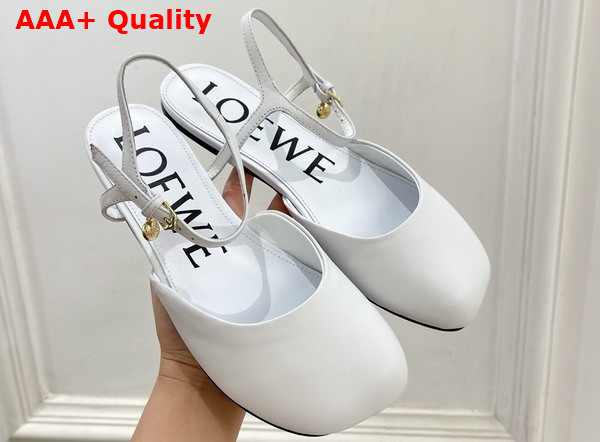 Loewe Toy Ankle Strap Ballerina in Anthurium White Lambskin Replica