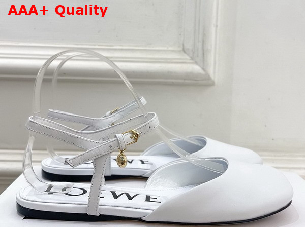 Loewe Toy Ankle Strap Ballerina in Anthurium White Lambskin Replica