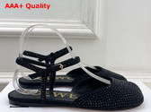 Loewe Toy Ankle Strap Ballerina in Black Rhinestone Embellished Suede Replica