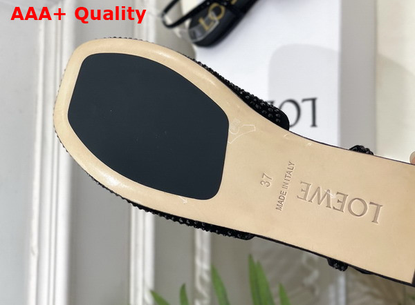 Loewe Toy Ankle Strap Ballerina in Black Rhinestone Embellished Suede Replica