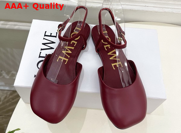 Loewe Toy Ankle Strap Ballerina in Burgundy Lambskin Replica