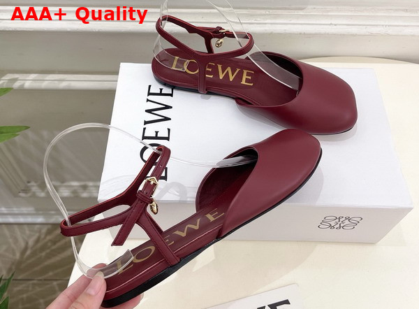 Loewe Toy Ankle Strap Ballerina in Burgundy Lambskin Replica