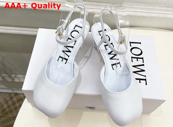 Loewe Toy Ankle Strap Pump in Anthurium White Lambskin Replica