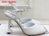 Loewe Toy Ankle Strap Pump in Anthurium White Lambskin Replica