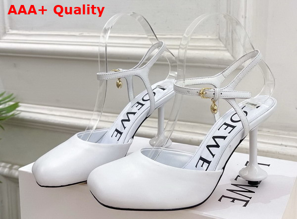 Loewe Toy Ankle Strap Pump in Anthurium White Lambskin Replica