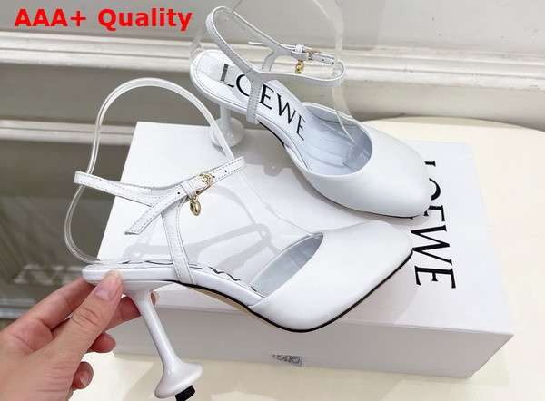 Loewe Toy Ankle Strap Pump in Anthurium White Lambskin Replica