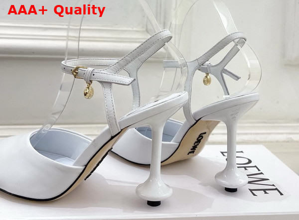Loewe Toy Ankle Strap Pump in Anthurium White Lambskin Replica