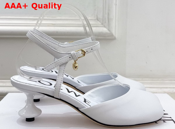 Loewe Toy Ankle Strap Pump in Anthurium White Lambskin Replica