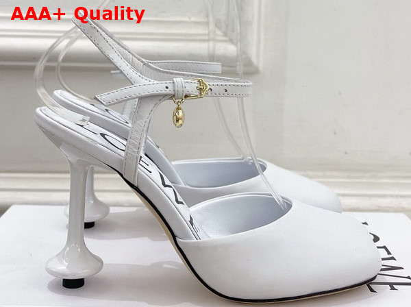 Loewe Toy Ankle Strap Pump in Anthurium White Lambskin Replica