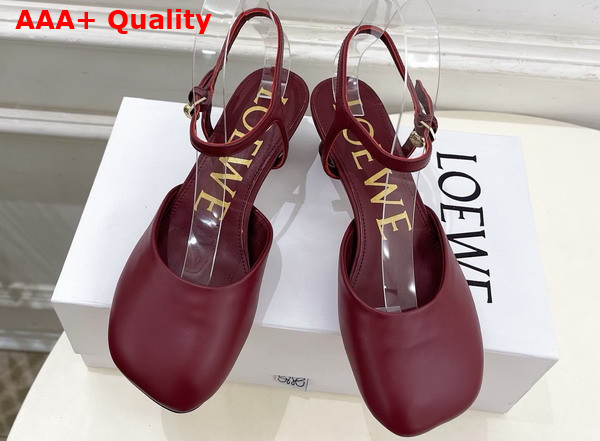 Loewe Toy Ankle Strap Pump in Burgundy Lambskin Replica