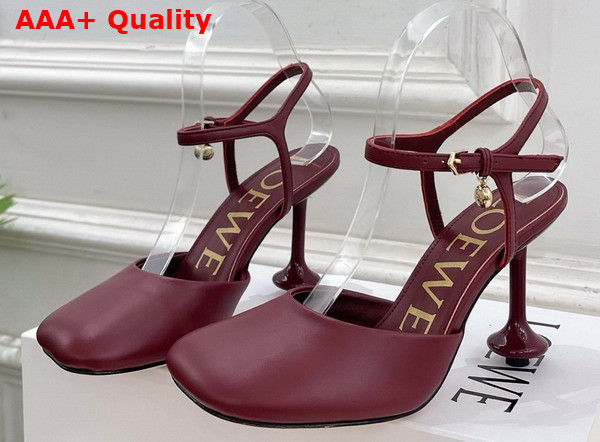 Loewe Toy Ankle Strap Pump in Burgundy Lambskin Replica