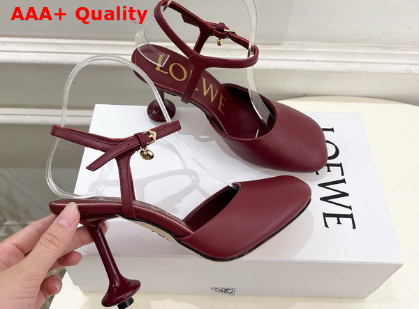 Loewe Toy Ankle Strap Pump in Burgundy Lambskin Replica