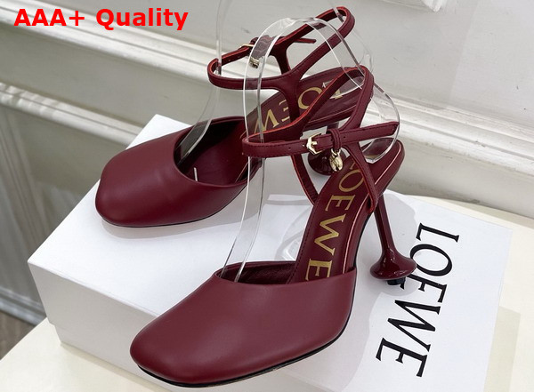 Loewe Toy Ankle Strap Pump in Burgundy Lambskin Replica