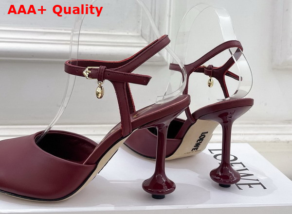 Loewe Toy Ankle Strap Pump in Burgundy Lambskin Replica