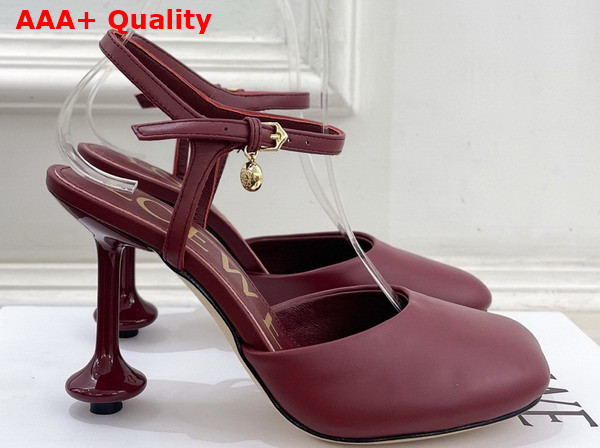 Loewe Toy Ankle Strap Pump in Burgundy Lambskin Replica