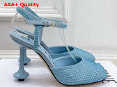 Loewe Toy Ankle Strap Pump in Rhinestone Embellished Suede Baby Blue Replica