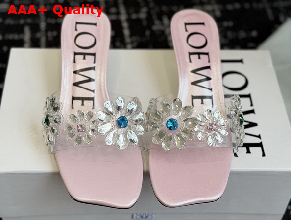 Loewe Toy Crystal Flowers Sandal in PVC Pink and Green Replica