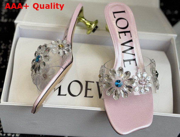 Loewe Toy Crystal Flowers Sandal in PVC Pink and Green Replica