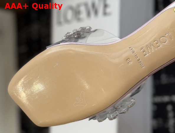 Loewe Toy Crystal Flowers Sandal in PVC Pink and Green Replica