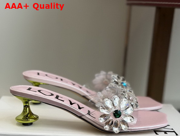 Loewe Toy Crystal Flowers Sandal in PVC Pink and Green Replica