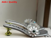 Loewe Toy Crystal Flowers Sandal in PVC Silver and Green Replica