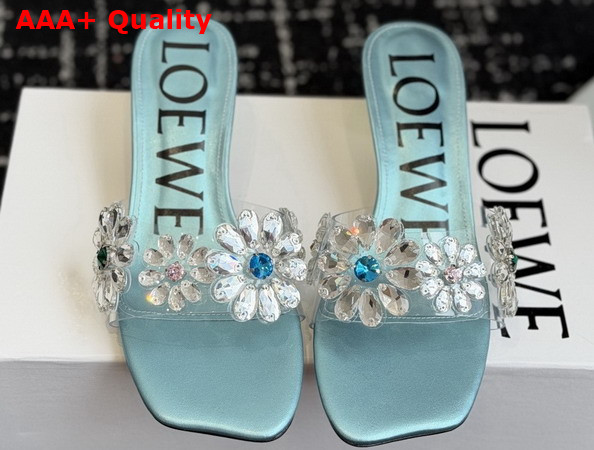 Loewe Toy Crystal Flowers Sandal in PVC Turquoise and Green Replica