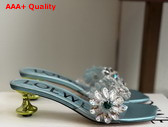 Loewe Toy Crystal Flowers Sandal in PVC Turquoise and Green Replica