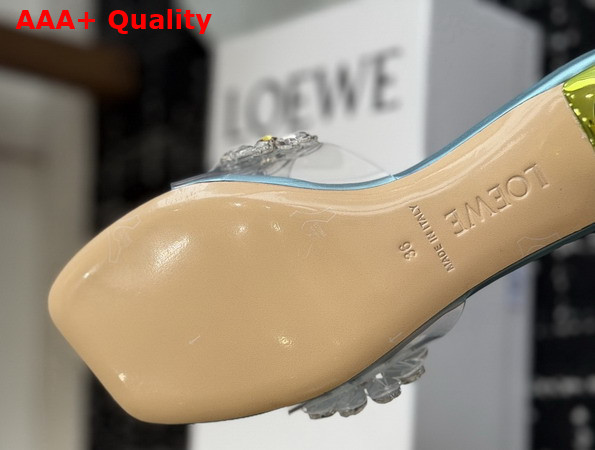 Loewe Toy Crystal Flowers Sandal in PVC Turquoise and Green Replica