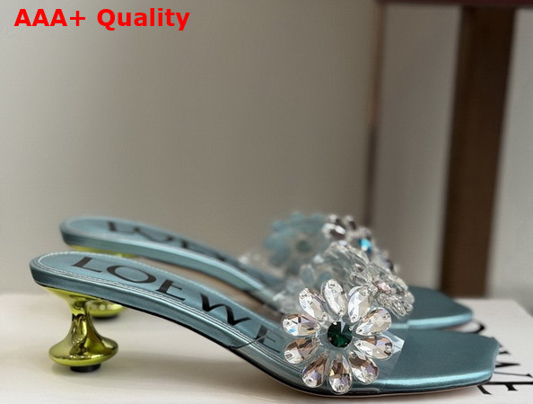 Loewe Toy Crystal Flowers Sandal in PVC Turquoise and Green Replica
