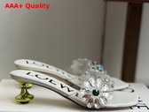 Loewe Toy Crystal Flowers Sandal in PVC White and Green Replica