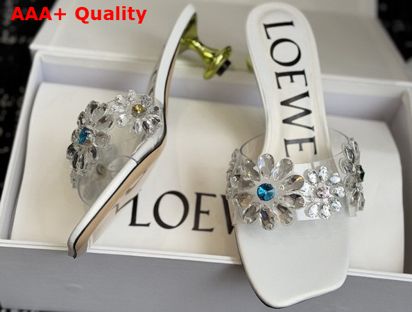 Loewe Toy Crystal Flowers Sandal in PVC White and Green Replica