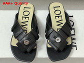 Loewe Toy Panta Toe Post Sandal in Black Lambskin Replica