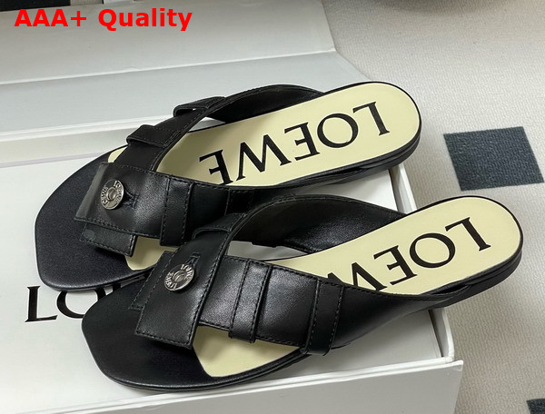 Loewe Toy Panta Toe Post Sandal in Black Lambskin Replica