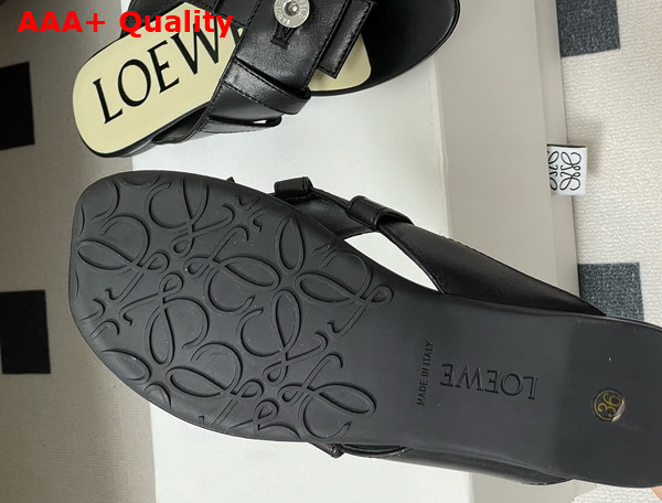 Loewe Toy Panta Toe Post Sandal in Black Lambskin Replica