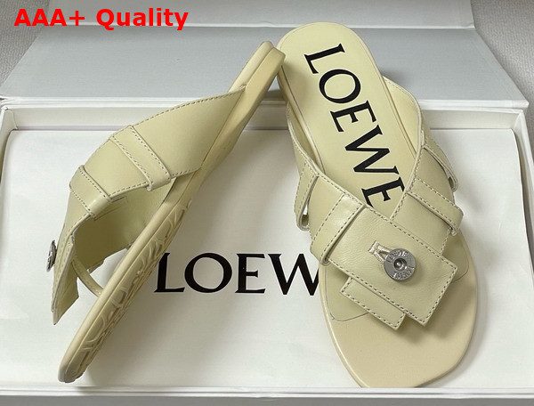 Loewe Toy Panta Toe Post Sandal in Oat Milk Lambskin Replica